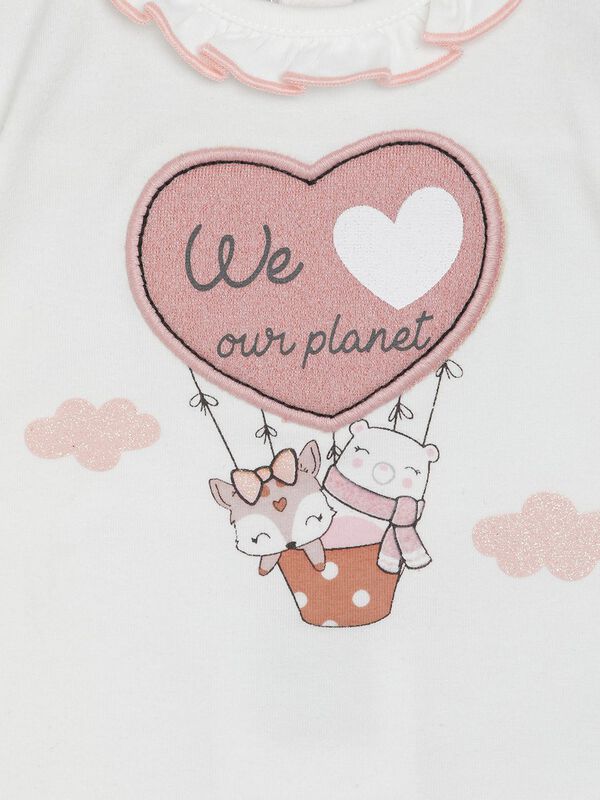 Knitted T-Shirt With Print, Applique image number 2